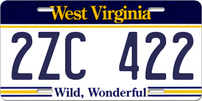 WV license plate 2ZC422