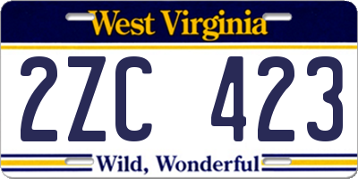WV license plate 2ZC423