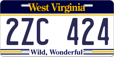 WV license plate 2ZC424