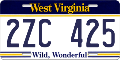 WV license plate 2ZC425