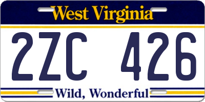 WV license plate 2ZC426