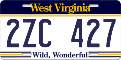 WV license plate 2ZC427