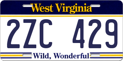 WV license plate 2ZC429