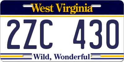 WV license plate 2ZC430
