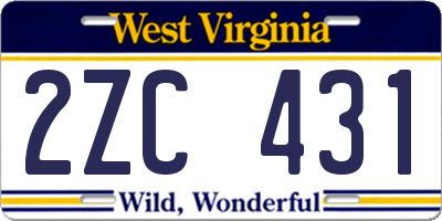 WV license plate 2ZC431