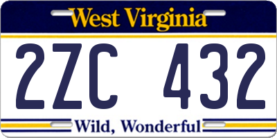 WV license plate 2ZC432