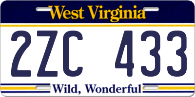 WV license plate 2ZC433