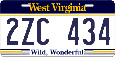 WV license plate 2ZC434