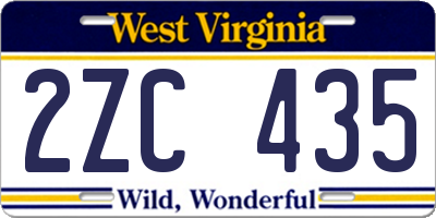 WV license plate 2ZC435