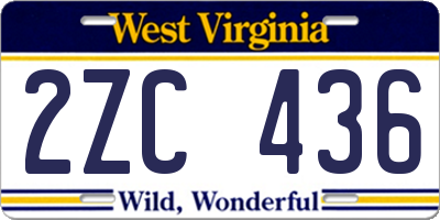 WV license plate 2ZC436