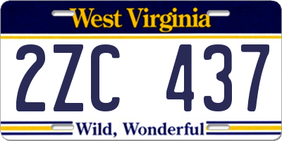 WV license plate 2ZC437