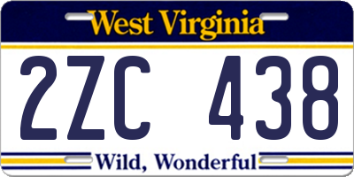 WV license plate 2ZC438