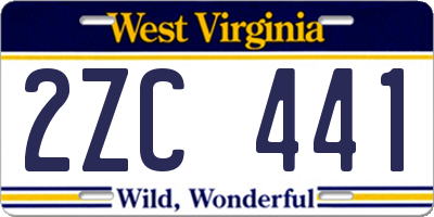 WV license plate 2ZC441