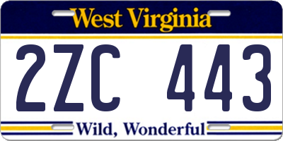 WV license plate 2ZC443