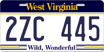 WV license plate 2ZC445