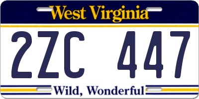 WV license plate 2ZC447