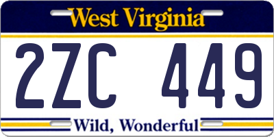 WV license plate 2ZC449
