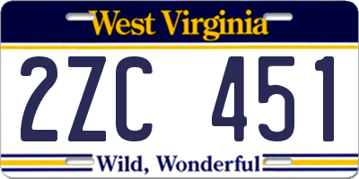 WV license plate 2ZC451