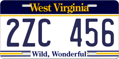 WV license plate 2ZC456