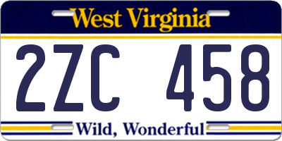 WV license plate 2ZC458