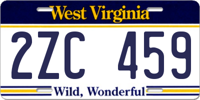 WV license plate 2ZC459