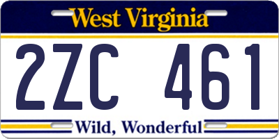 WV license plate 2ZC461