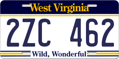 WV license plate 2ZC462