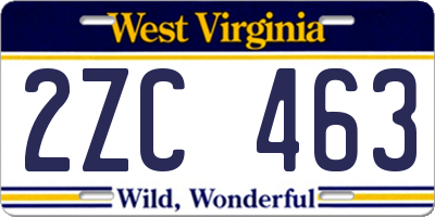 WV license plate 2ZC463