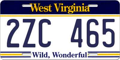 WV license plate 2ZC465
