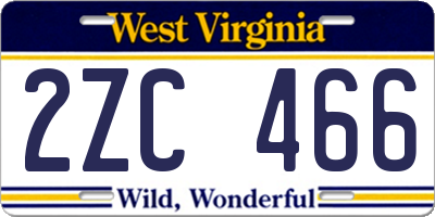 WV license plate 2ZC466
