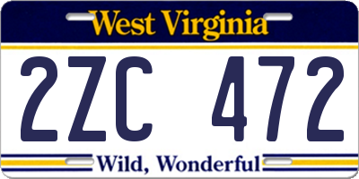 WV license plate 2ZC472