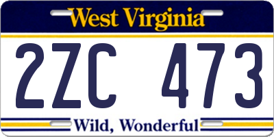 WV license plate 2ZC473