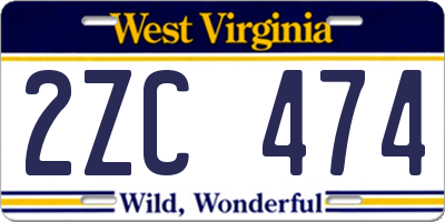 WV license plate 2ZC474