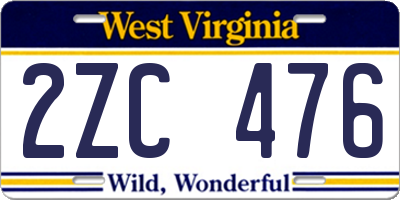 WV license plate 2ZC476