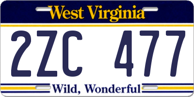 WV license plate 2ZC477