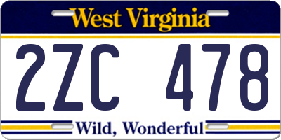 WV license plate 2ZC478