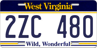 WV license plate 2ZC480