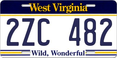 WV license plate 2ZC482