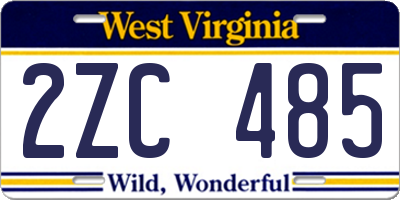 WV license plate 2ZC485