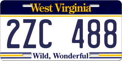 WV license plate 2ZC488