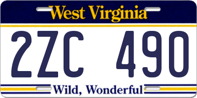 WV license plate 2ZC490