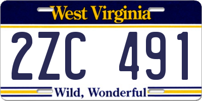 WV license plate 2ZC491