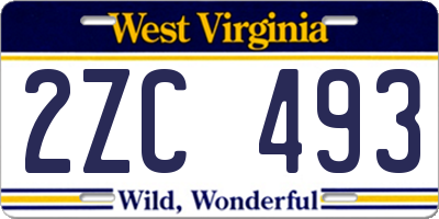 WV license plate 2ZC493