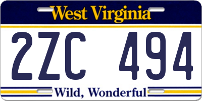 WV license plate 2ZC494