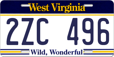 WV license plate 2ZC496