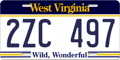 WV license plate 2ZC497