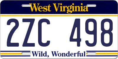 WV license plate 2ZC498