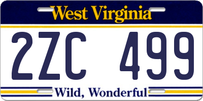WV license plate 2ZC499