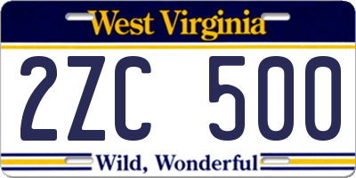 WV license plate 2ZC500