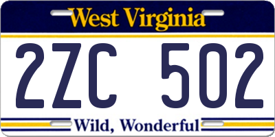 WV license plate 2ZC502